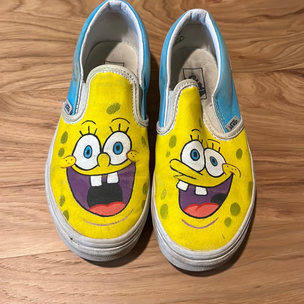 Custom SpongeBob Vans boys slip ons